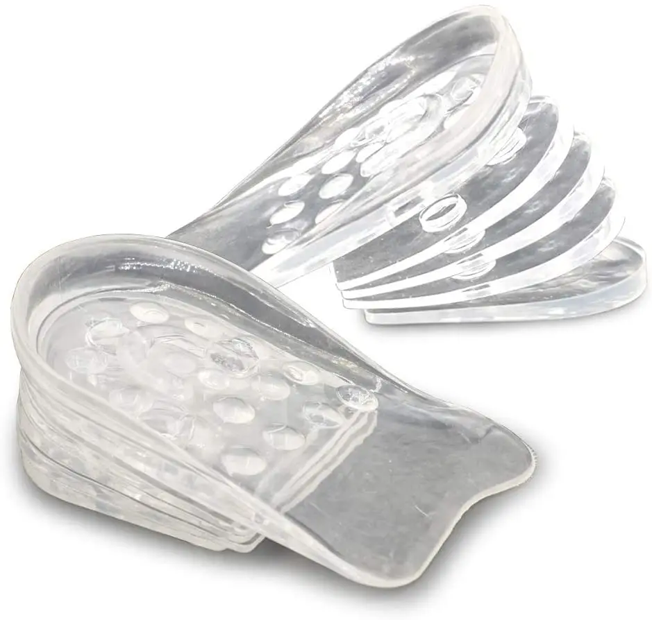 1 Par de 5 Capas de Gel de Silicona Talón Inserto Zapato Altura Aumentar Sottopiede Ascensor para Hombre Zapatillas de Mujer Pad Transparente 