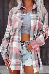 Dear-Lover Fall  Winter Fashion Clothes Jacket Geometric Plaid Button Up Pocketed Women Shacket