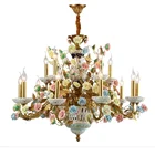 Lights Brass Brass Light Chandelier French Style 15 Lights Brass Chandelier With Porcelain Flowers Chandeliers