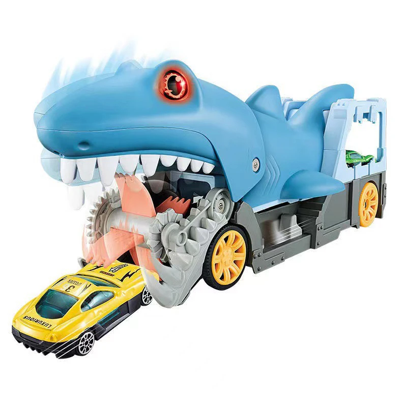 Kids toys 2023 new arrivals freewheel shark car with 2pcs alloy toy car