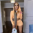 2021 New Fashion Casual Solid Color Long Sleeve Shorts Hooded Cardigan Sweater 2 Piece Set For Women