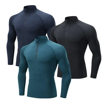 1052 Men's Fishing Shirts Long Sleeve Sun Protection Hiking 1/4 Zip Tops Athletic Jersey Shirts performance dry-fit top