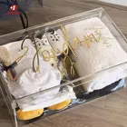 JAYI Custom Logo Design Personalised Large Clear Acrylic Keepsake Box Perspex Christening Gift Box