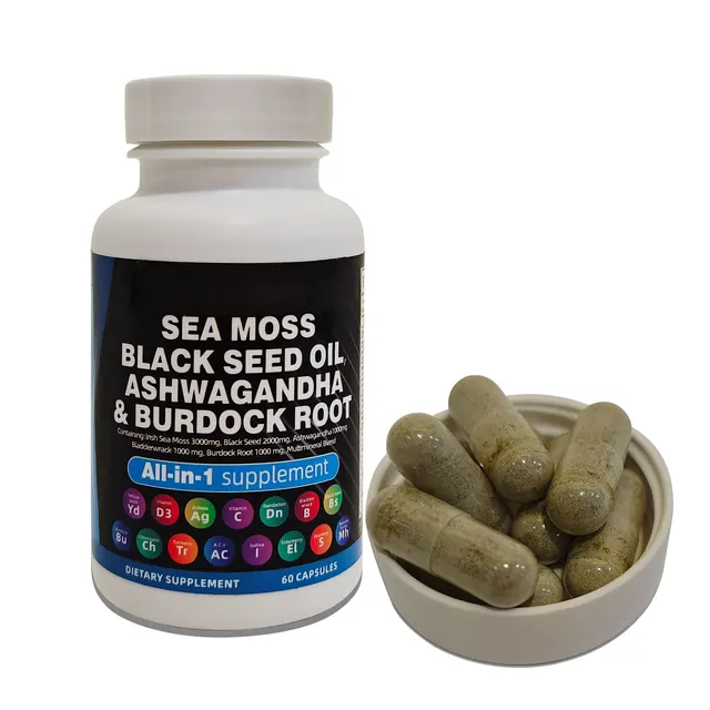 Adults and Teenagers Sea Moss Capsule Rich in Black Seed Oil Ashwagandha Ginger for Hair Health Healthcare Supplement