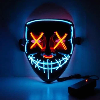 New hot sale popular music party Halloween luminous in the dark light mask led el wire glowing face mask