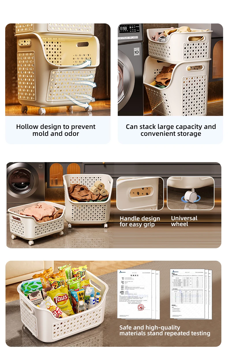 Wannuo Removable Laundry Baskets 75L Large Capacity Laundry Hamper Bathroom Breathable Laundry Basket With Universal Wheels manufacture