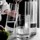 Home Decoration Glass Cylinder Vase Big Luxury Glass Flower Vase Centerpieces Clear Multiple Size For Wedding