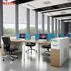 Desk Office Workstation Desk Wooden Computer Desk And Chair Set Furniture Office Workstation For 4 People