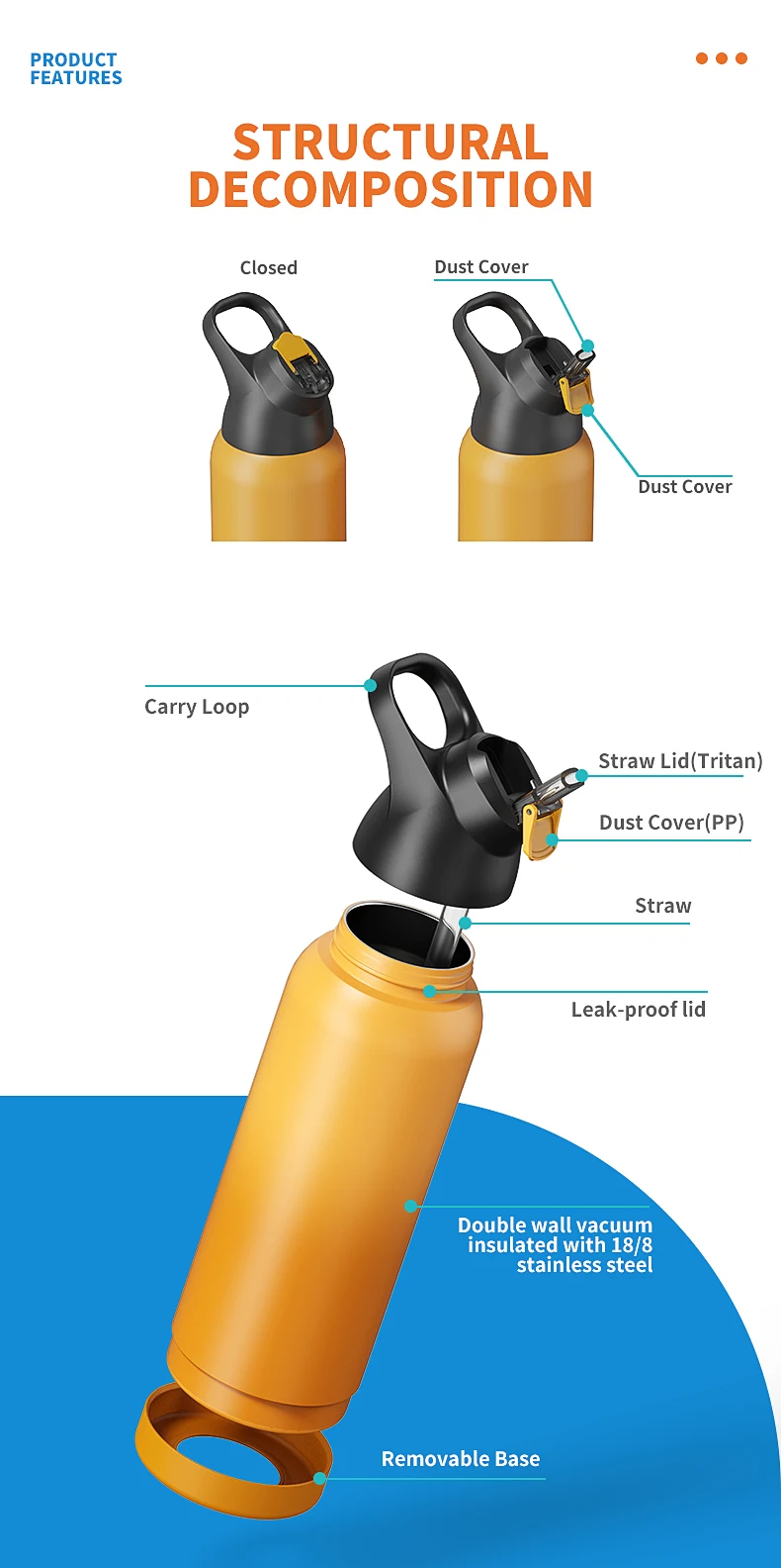 Double Walled Insulated 18/8 Stainless Steel Kids Vacuum Drinking Bottle Water Vacuum Bottle factory
