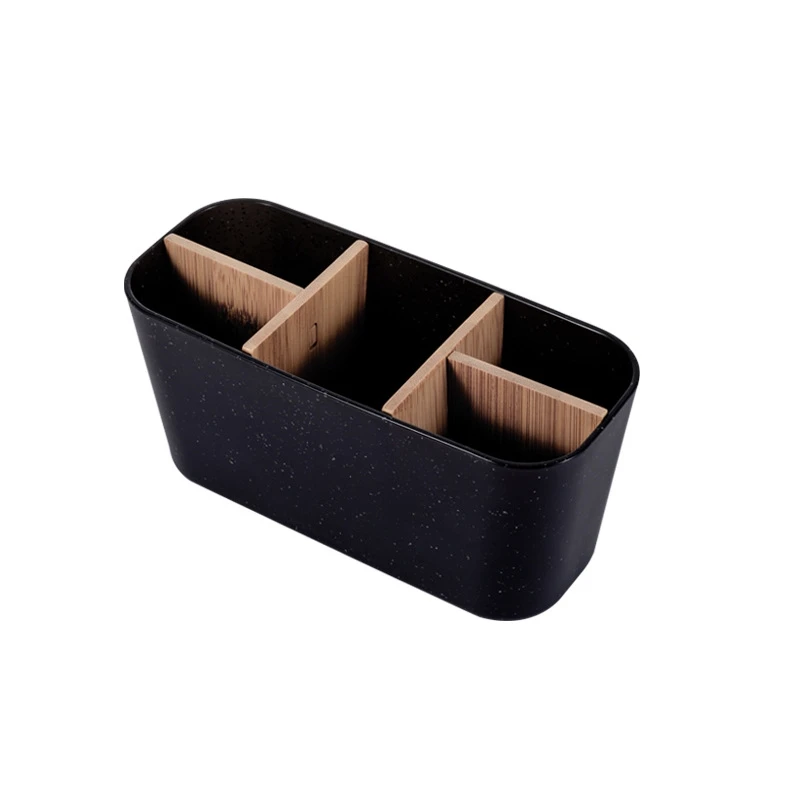 Bathroom Countertop Organizer for Electric Toothbrushes Bamboo Tooth Brush Holder with Slots