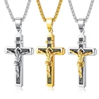 Necklace Stainless Steel Gold Plated Pendant Necklace 14k Mens Cross Necklace