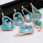 Jewelry Natural Stones Agate Crystal Pendant Gold Plated Gemstone Necklace Pendants For Women Fashion Jewelry