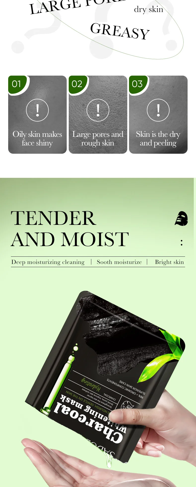 Nourishing Facial Sheet Mask Set Vitamin C Skincare for Face Collagen Charcoal Whitening Mask