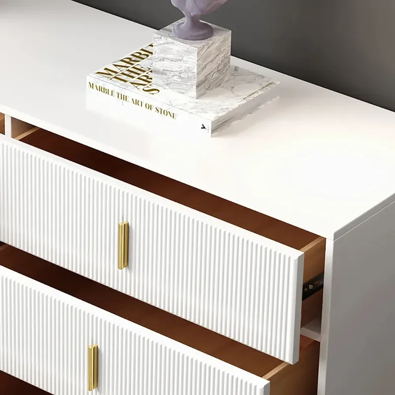 Modern White 6-Drawer Buffet Cabinet  Living room Bedroom Locker for Storage