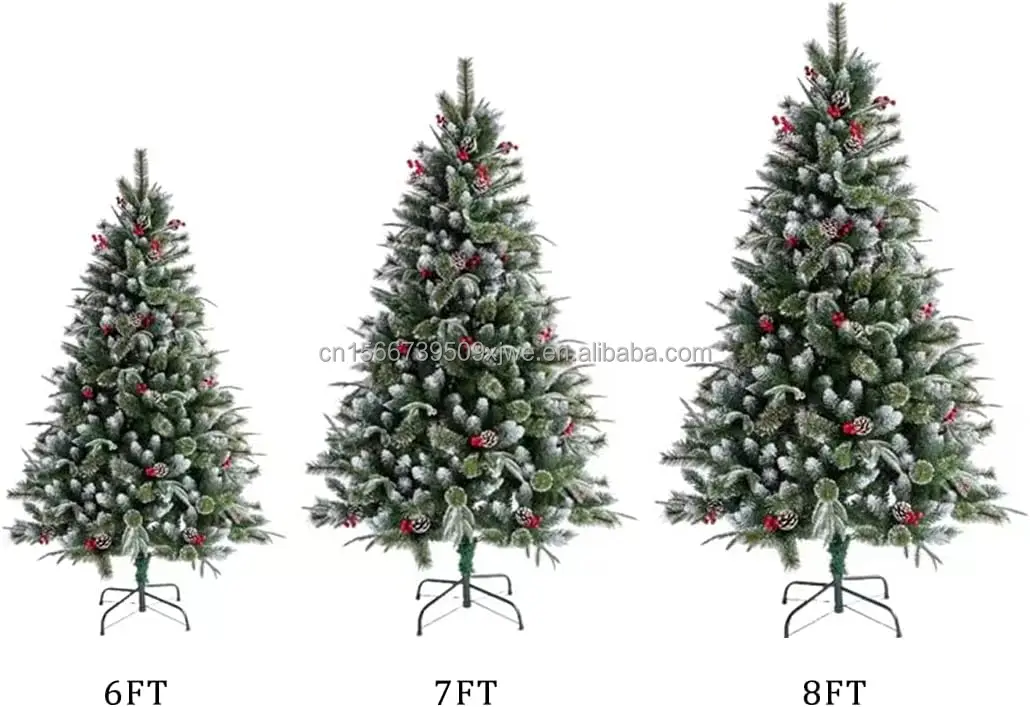 Luxury Artificial Christmas Tree Decorated with Pine Cones, Berry Clusters, Frosted Branches and Pot Base for Home Decor supplier