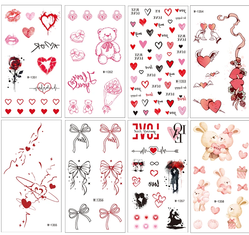 Big Bulk Waterproof Body Buttocks Fake Tattoos love Heart Tempory Tattoos Paper for Adults Sexy manufacture