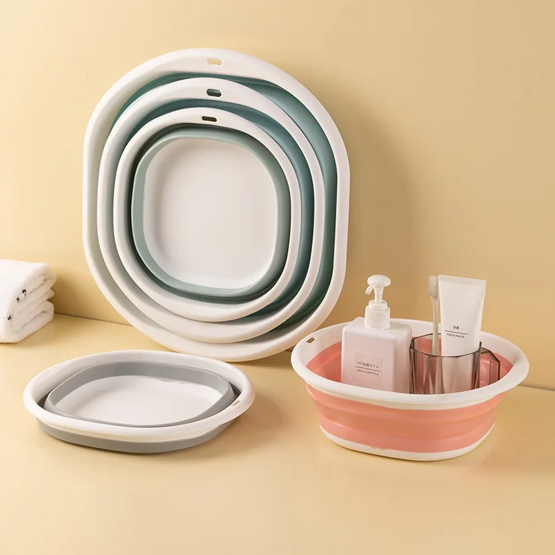 2024热销厨房洗手盆蔬菜便携式塑料折叠盆洗发盆