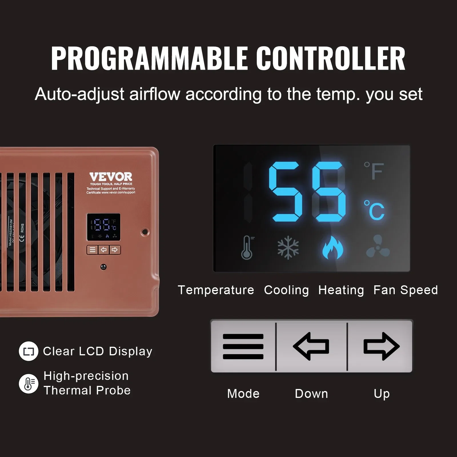 Vevor Register Booster Fan, 4', 10' - detail 10