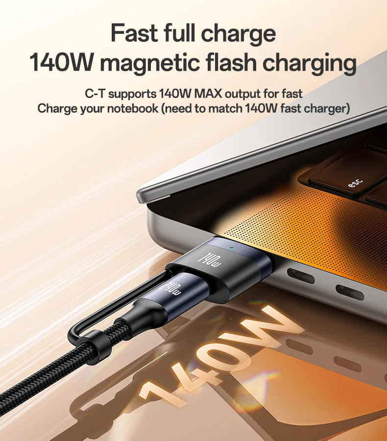 Yesido 2 Meter 240W Fast Charging Type-C to Type-C/T 140W Magnetic Charging for IP Laptop Data Cable CA197