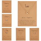 Hot Sale Card Zodiac Necklace Woman Accessory Gemstone Silver Chain Handmade Accessories Women Jewelry