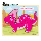 Cartoon 2020 New Arrive Educational Wooden Cartoon 3D Dinosaur Puzzle Matching Jigsaw Puzzle Board Toy Z14128D