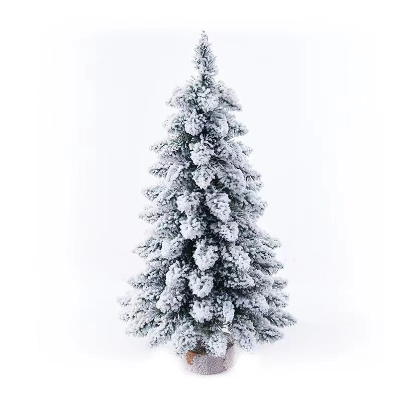Beautiful 45cm Desktop Decorations Snow Heavy Flocked White Christmas Pine Tree for Merry Christmas details