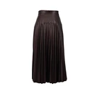 Long Skirt 2021 New Style High Waist Ladies Long Pleated Skirt PU Fabric Aline Ladies Bottom