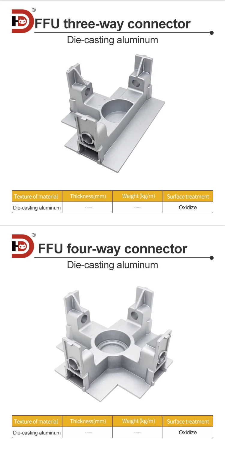 Cleanroom Aluminum Profile Accessories Luxury FFU Heavy-duty T-shaped Keel Suspension Beam Two-way Three-way Four-way details