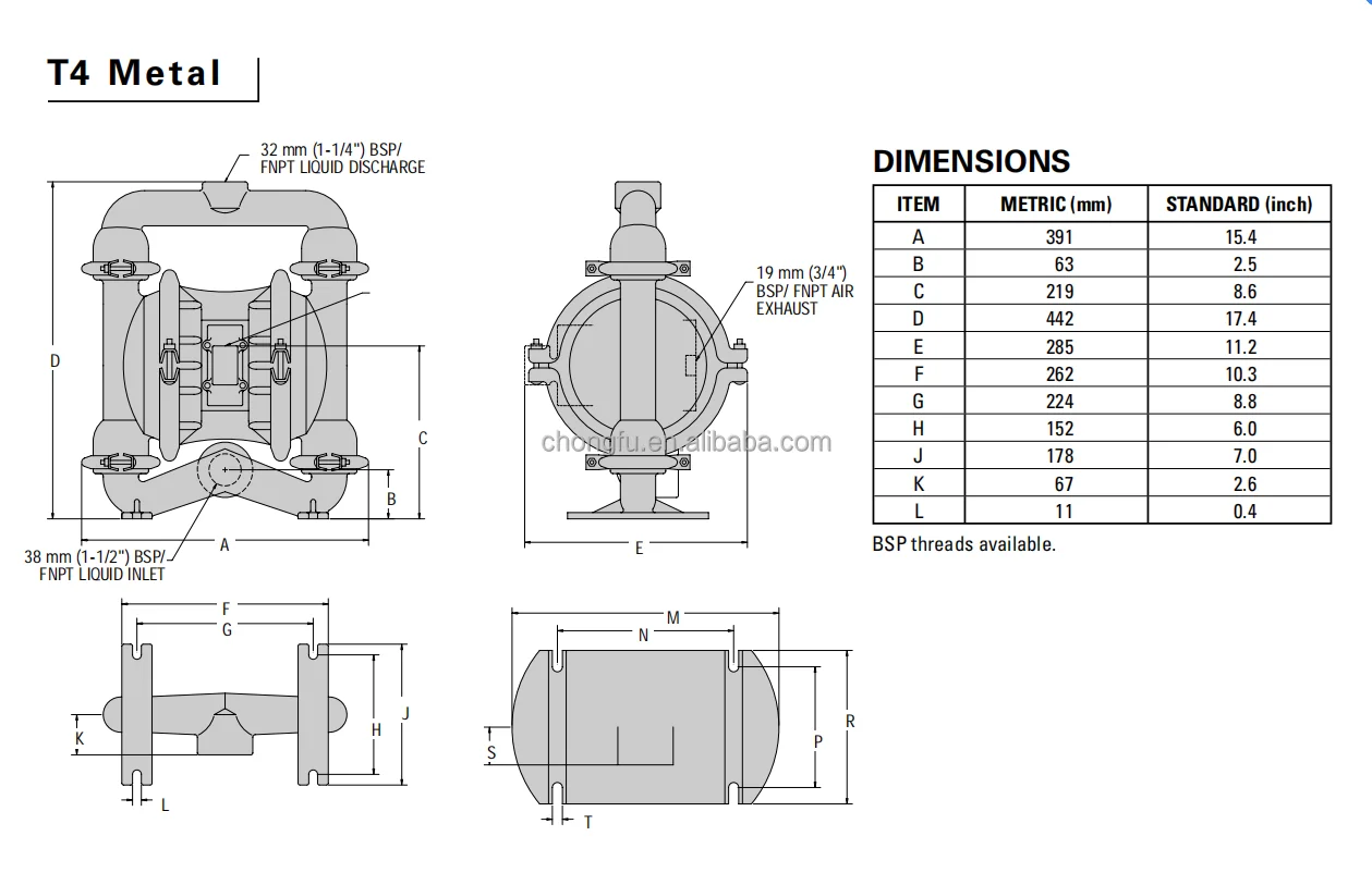 Wilden T4 Pneumatic Diaphragm 1.5inch na may Neoporene Rubber Diaphragm na Nilagyan sa pabrika ng Wilden Pump