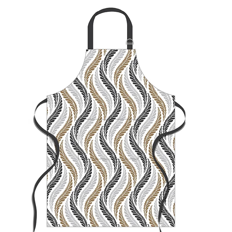 Customized colorful waterproof oil proof chef apron suitable for household cotton printed kitchen embroidered apron