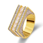 Cz Ring KRKC Two-color PVD Plating Princess Cut 5A CZ Cubic Zirconia Gold Diamond Ring For Man