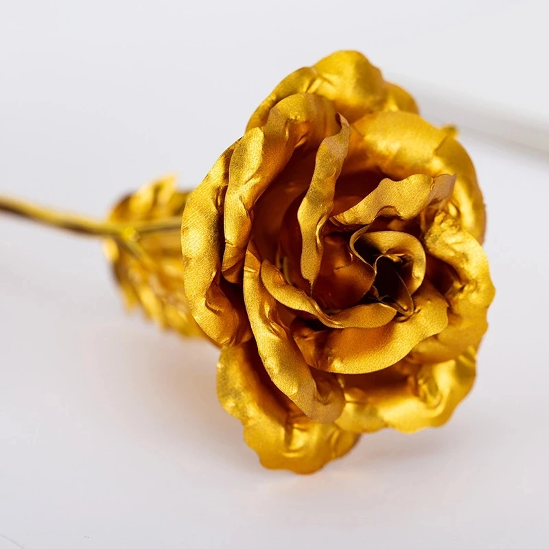 H142  Creative Valentine's Day Love Base Girlfriend Gift Roses Eternal  Foil Plated Artificial Flower 24K Gold Rose