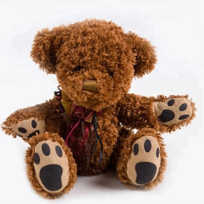 plush stuffed animal toys dark brown teddy bear with embroidery