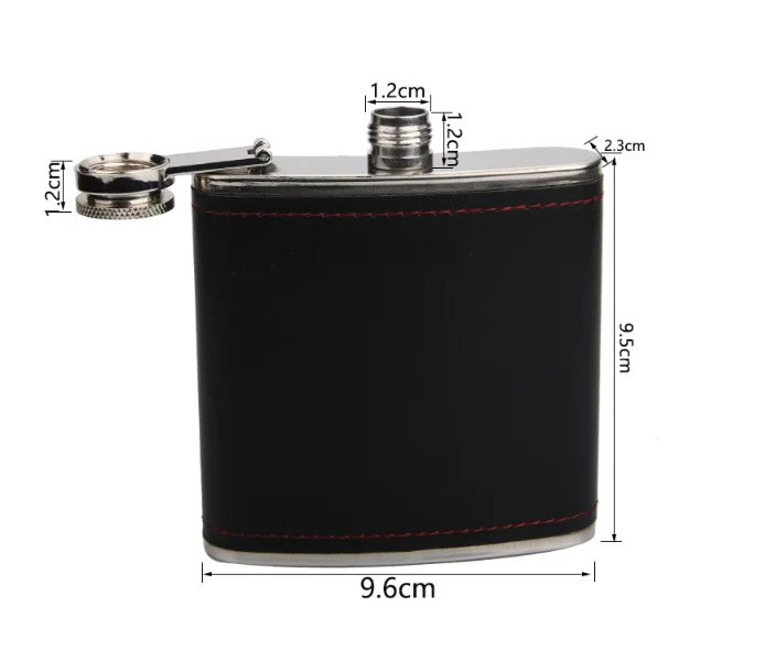 LJJZH435 Wholesale  Leather Wrapped Wine Flask Custom logo 6 oz Stainless Steel Hip Flask set  With funnel