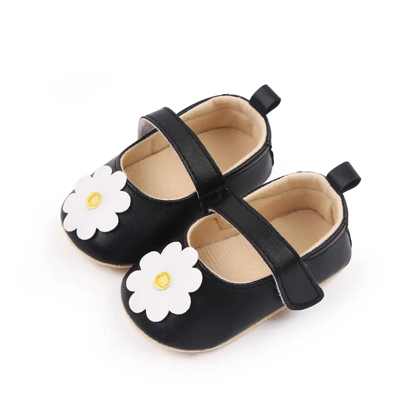 Beautiful Flower Design Soft Leather Baby Toddler Newborn Shoes for Girls details