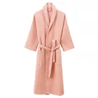 Custom 5 Star Hotel Logo Luxury Spa Bath Robe Cotton Waffle Weave Bathrobe