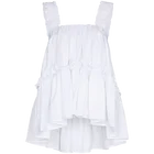 New Design Summer Wear Sleeveless Nylon Tiered Ruffle Top White Top Ladies' Blouses And Tops For Women With Square Neck