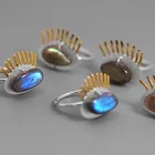 Silver Labradorite Ring Handmade 925 Sterling Silver Labradorite Eye Open Ring Jewelry