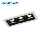 3W Triple Head Led Downlight Grille Aluminum Reflector Fixed Recessed Anti Glare Cabinet Spot Lights