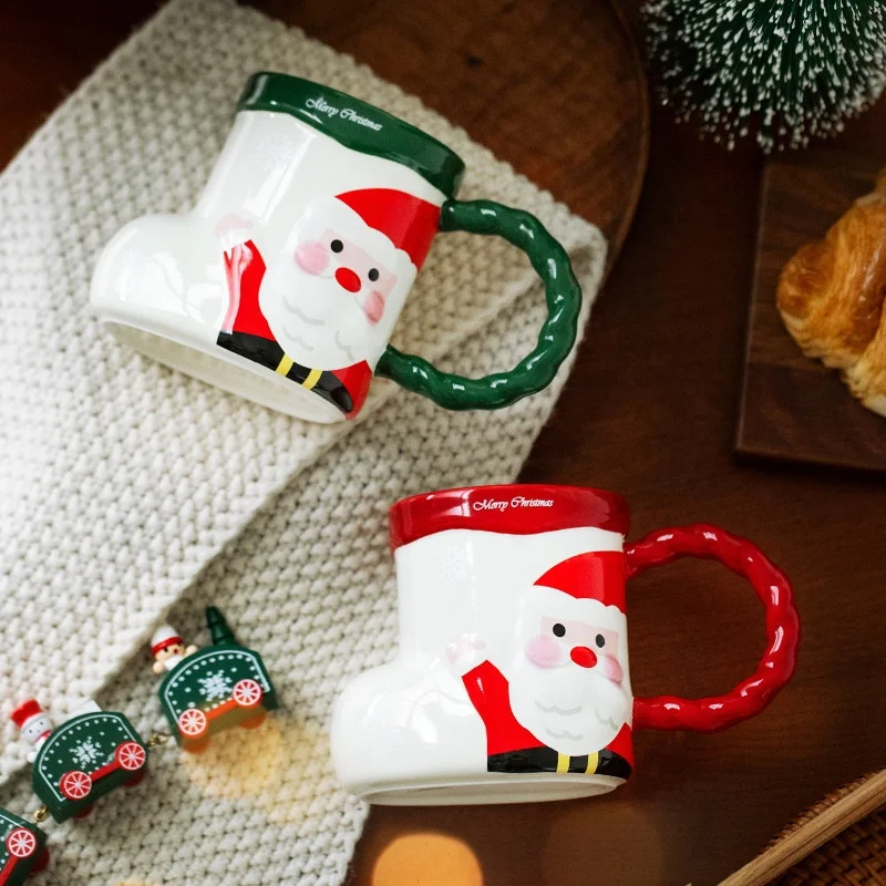 Hot Selling Customized Water Mugs Holiday Promotion Gift Christmas Colorful Santa Claus  Ceramic Cup Ceramic Christmas Mug