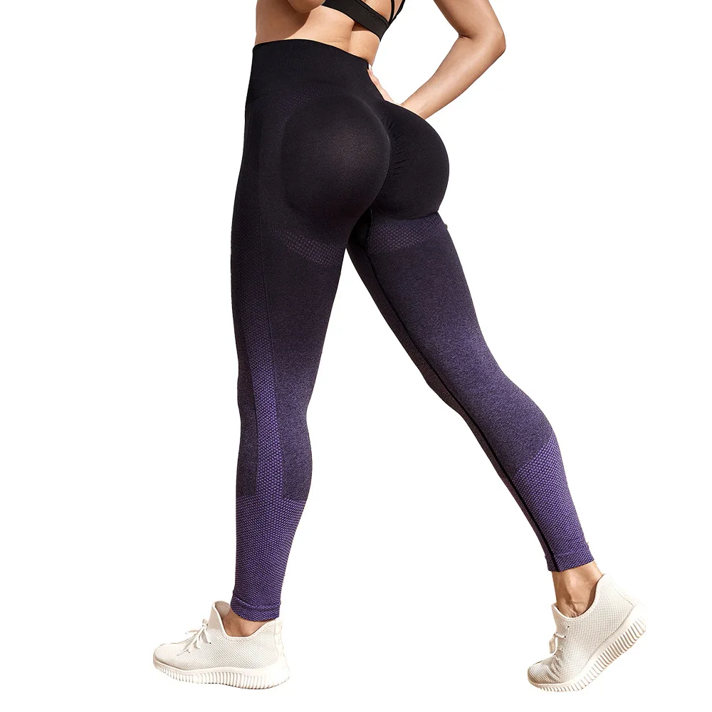 2023 Custom Logo Tie-Dye Gradient High Waist Woman's Workout Fitness Seamless Pants Yoga Leggings