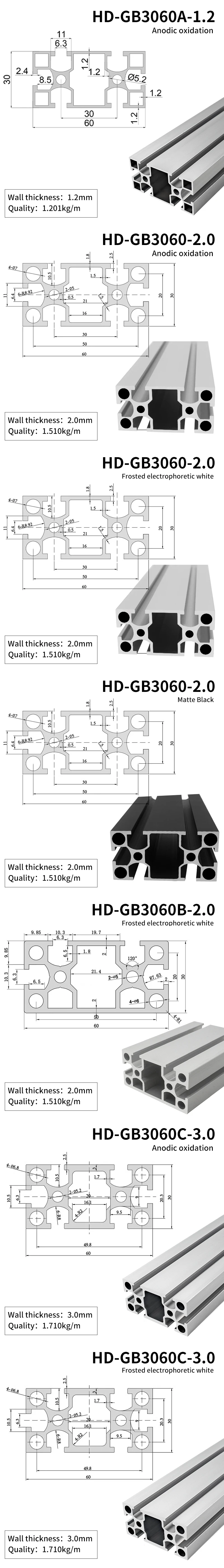Industrial Extruded Aluminum Profile 3060 2.0mm Assembly Line Automation Equipment 3060 Aluminum Alloy square Tube supplier