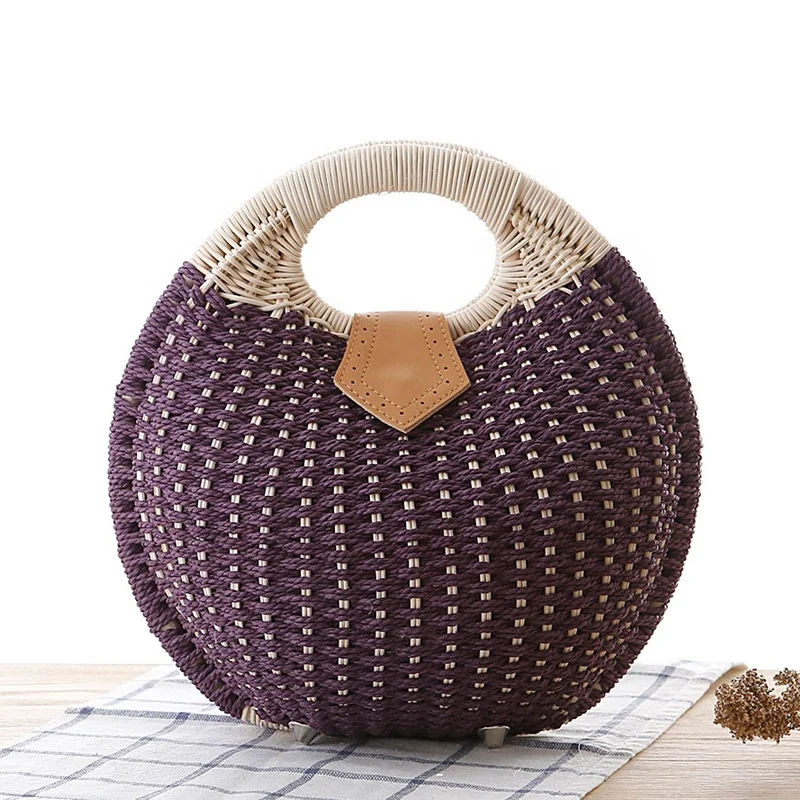 Wholesale Shell straw bag Lovely Rattan Woven Ladies Bags Summer Straw Beach Bag