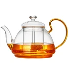 Tea Pot Flower Heat Resistant Pyrex With Infuser 14 Ounce Glass Tea Maker Office Boil Tea Ware Tea Pot