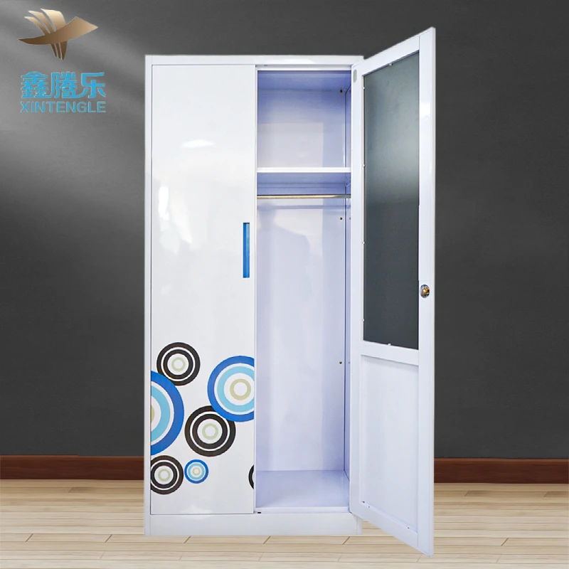 2 door clothing steel armable hanger cupboards almari cabinet locker mueble de ropa bedroom wardrobe for clothes