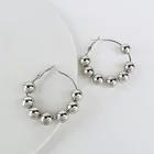 Silver Bead Hoop Earring Polish Silver Plated Small Ball Bead Hoop Earring For Women