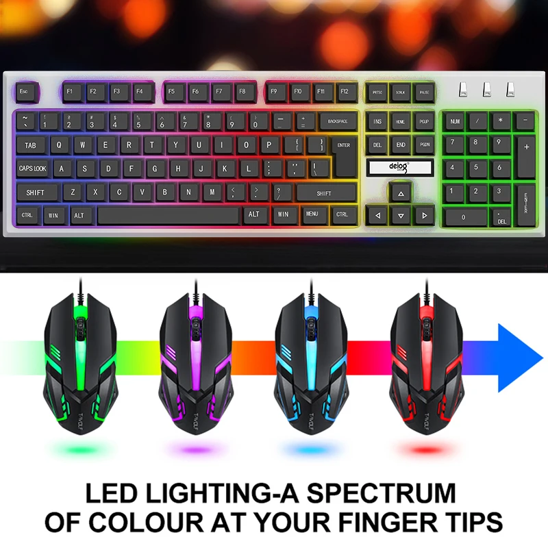 Factory Custom Computer Led Gaming Keyboard And Mouse Combos Abs