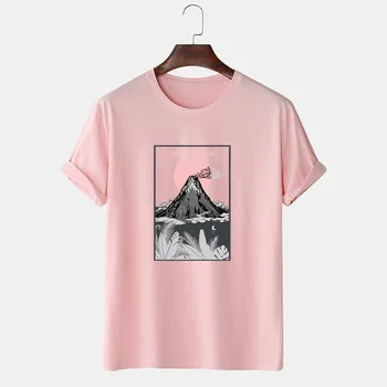 Factory Price Custom Light Pink Graphic Printed Men's Short Sleeve T Shirt