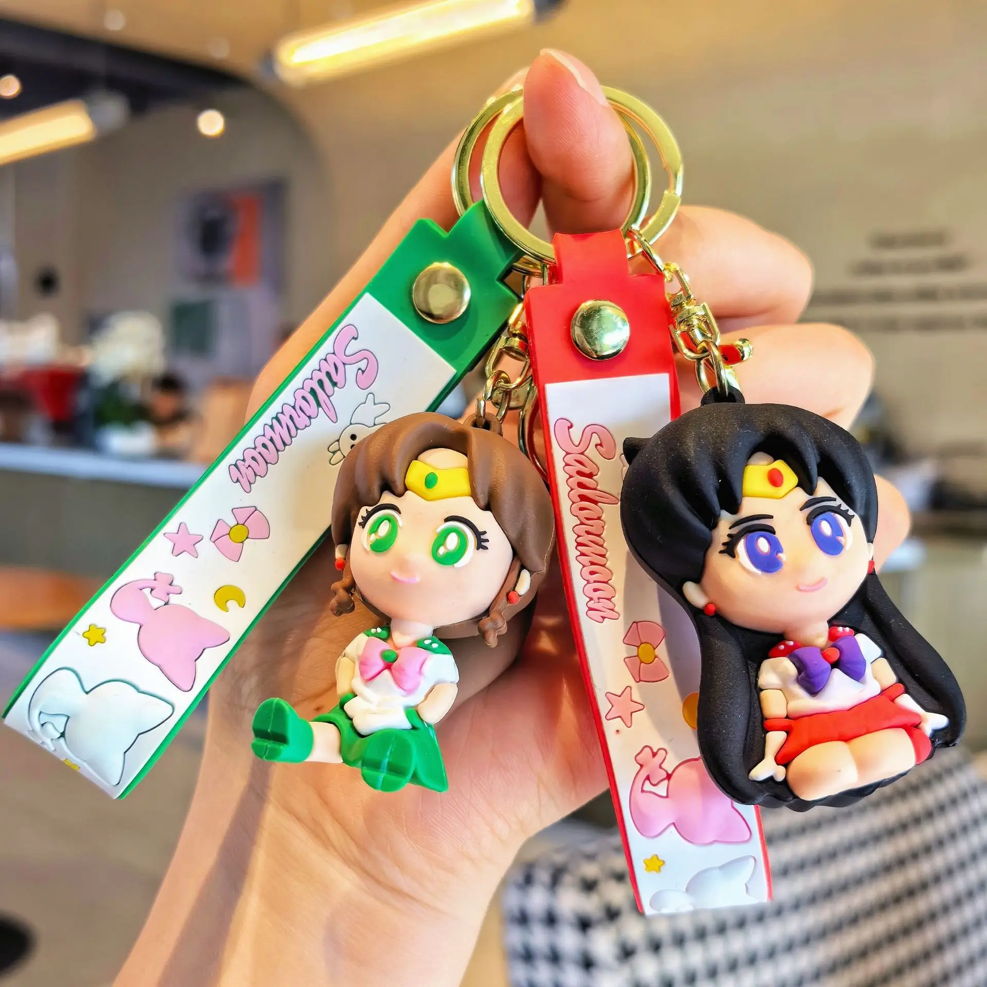 Wholesale 7 Designs Girls Bunny Keychain Fashion Luna Cute Sailor Moon Key Chain Personalized Soft PVC Rubber keyring
