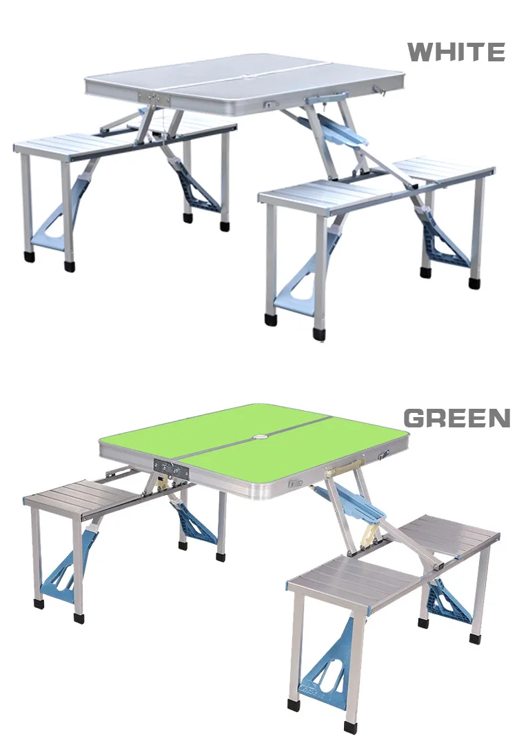 铝制桌椅折叠野餐餐桌野餐桌户外野营行李箱带4个座位